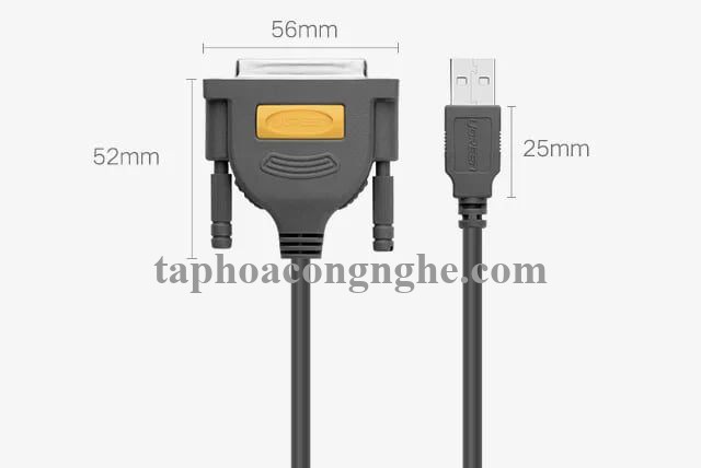Ugreen 20795 3M màu Đen Cáp tín hiệu chuyển đổi USB 2.0 sang DB25 âm cao cấp US167 30020795